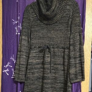 Calvin Klein Black and Gray Cowl Neck Sweater